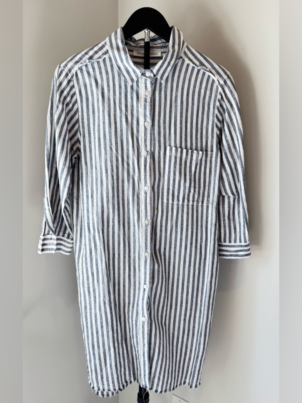 MELISSA NEPTON Blue & White Striped Button-Front Shirtdress